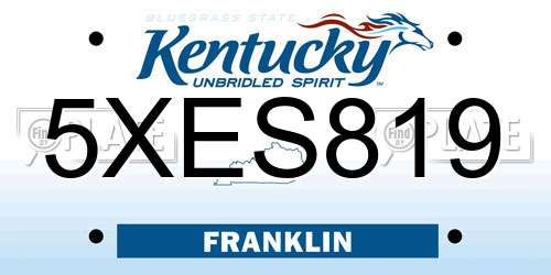 5XES819 Kentucky License Plate
