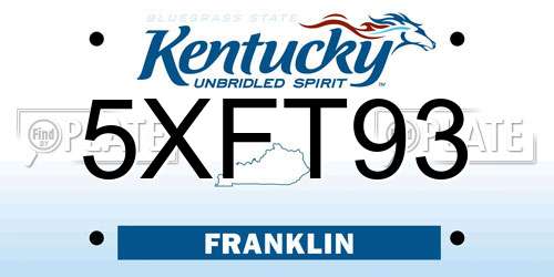5XFT93 Kentucky License Plate