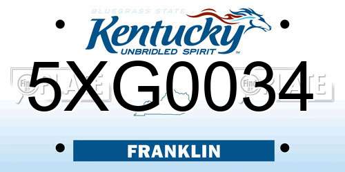5XG0034 Kentucky License Plate