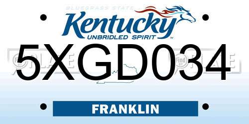 5XGD034 Kentucky License Plate