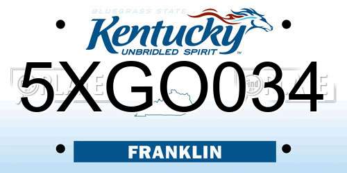 5XGO034 Kentucky License Plate
