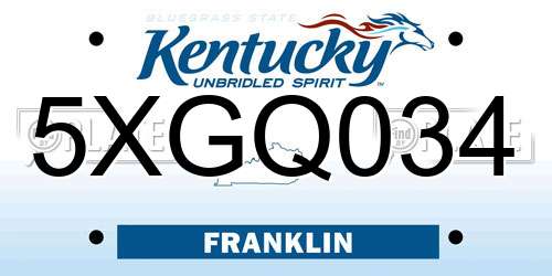 5XGQ034 Kentucky License Plate