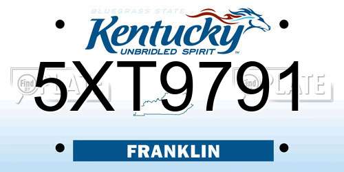 5XT9791 Kentucky License Plate