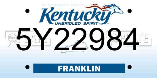 5Y22984 Kentucky License Plate