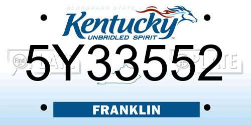 5Y33552 Kentucky License Plate