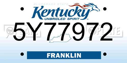 5Y77972 Kentucky License Plate