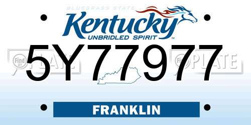 5Y77977 Kentucky License Plate