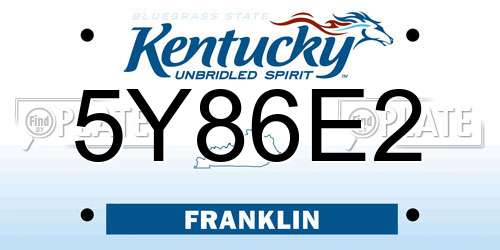 5Y86E2 Kentucky License Plate