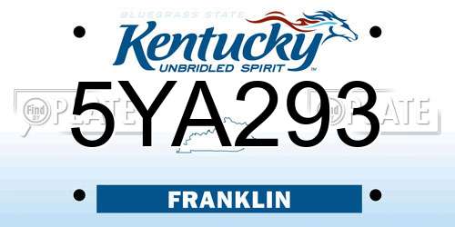 5YA293 Kentucky License Plate