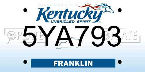 5YA793 Kentucky License Plate