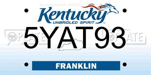 5YAT93 Kentucky License Plate