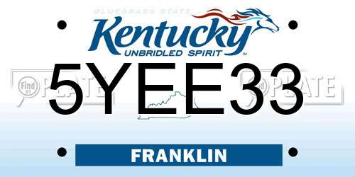 5YEE33 Kentucky License Plate