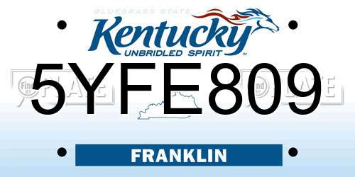 5YFE809 Kentucky License Plate
