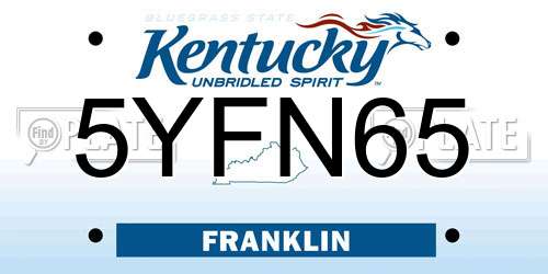 5YFN65 Kentucky License Plate