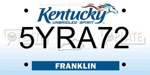 5YRA72 Kentucky License Plate