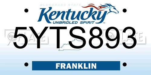5YTS893 Kentucky License Plate