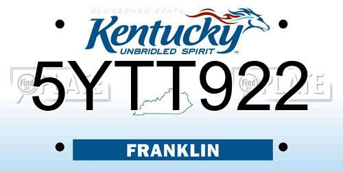 5YTT922 Kentucky License Plate