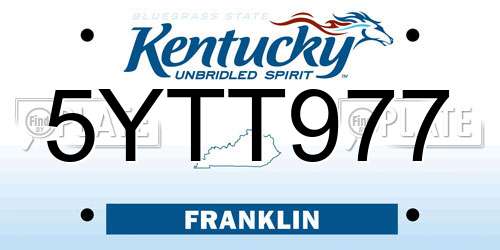 5YTT977 Kentucky License Plate