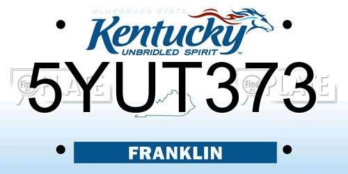 5YUT373 Kentucky License Plate