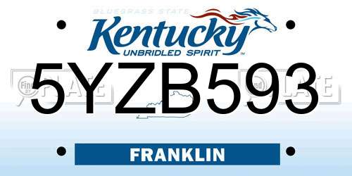 5YZB593 Kentucky License Plate