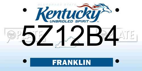 5Z12B4 Kentucky License Plate