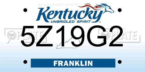 5Z19G2 Kentucky License Plate