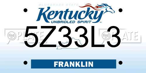 5Z33L3 Kentucky License Plate