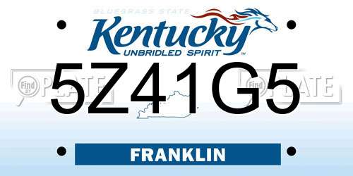 5Z41G5 Kentucky License Plate