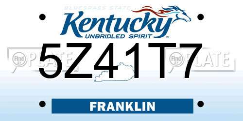 5Z41T7 Kentucky License Plate