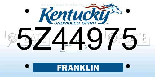 5Z44975 Kentucky License Plate