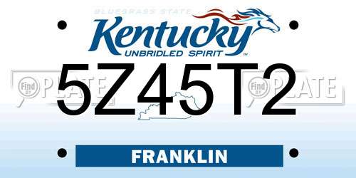 5Z45T2 Kentucky License Plate