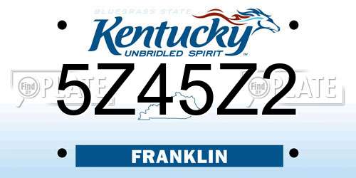 5Z45Z2 Kentucky License Plate