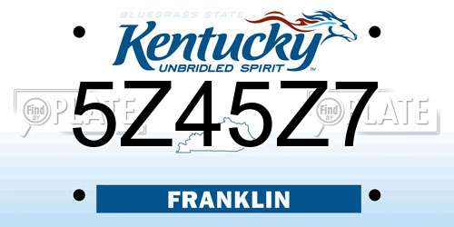 5Z45Z7 Kentucky License Plate