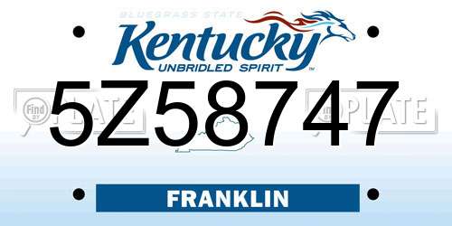 5Z58747 Kentucky License Plate