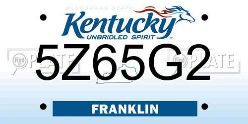 5Z65G2 Kentucky License Plate