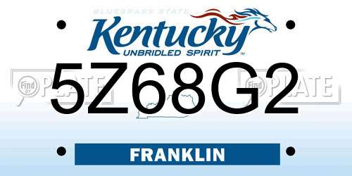 5Z68G2 Kentucky License Plate