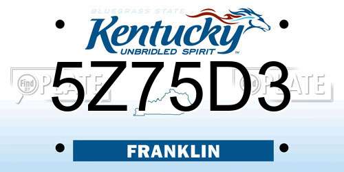 5Z75D3 Kentucky License Plate
