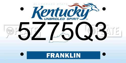 5Z75Q3 Kentucky License Plate
