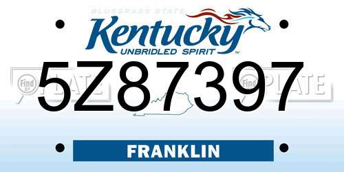 5Z87397 Kentucky License Plate