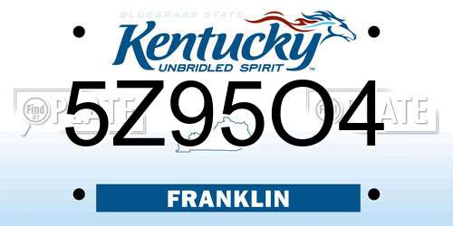 5Z95O4 Kentucky License Plate