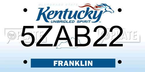5ZAB22 Kentucky License Plate
