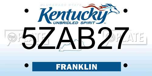 5ZAB27 Kentucky License Plate
