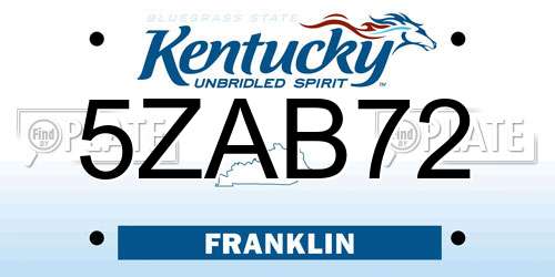 5ZAB72 Kentucky License Plate