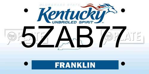 5ZAB77 Kentucky License Plate