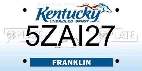5ZAI27 Kentucky License Plate
