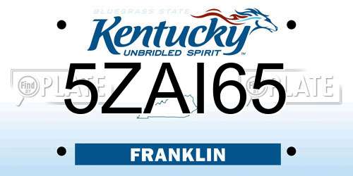5ZAI65 Kentucky License Plate