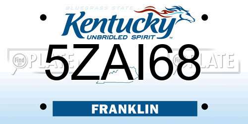 5ZAI68 Kentucky License Plate