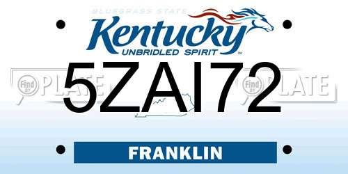 5ZAI72 Kentucky License Plate