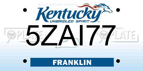 5ZAI77 Kentucky License Plate