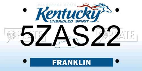 5ZAS22 Kentucky License Plate